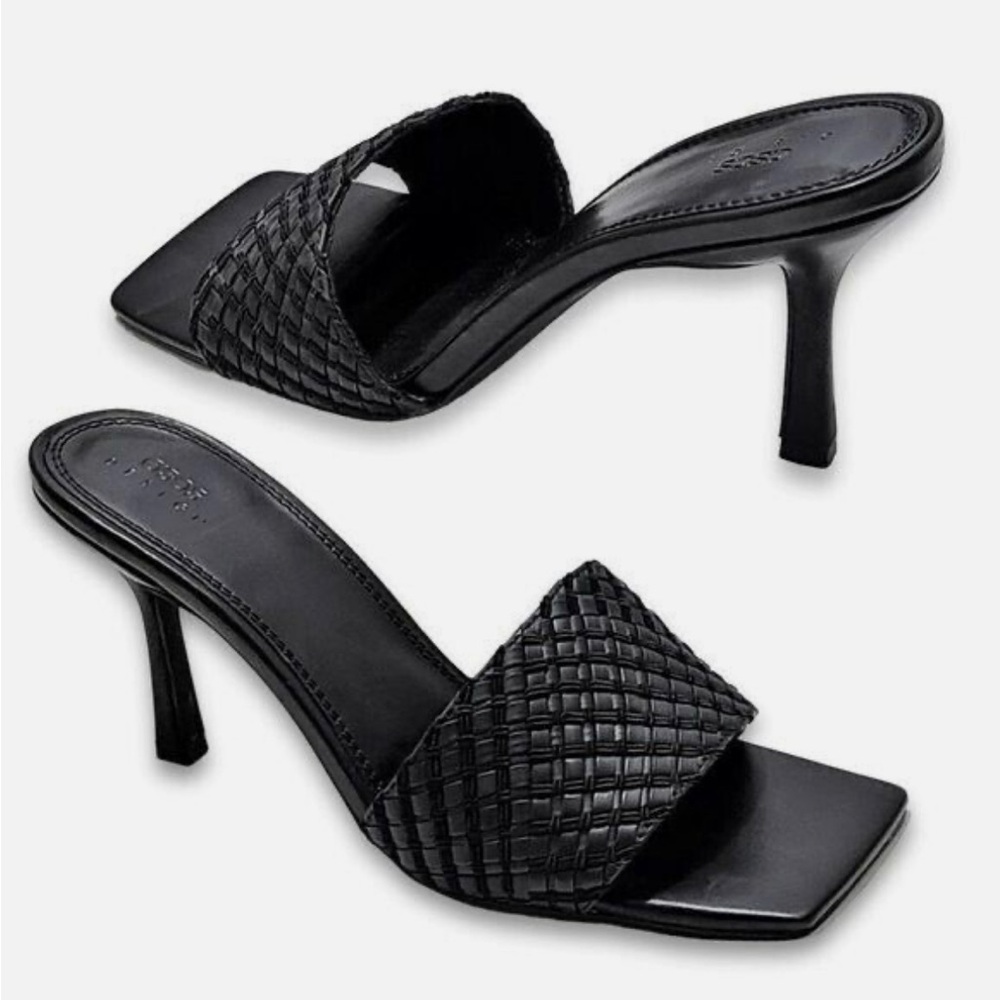 ASOS Design black woven square toe mules size 7
